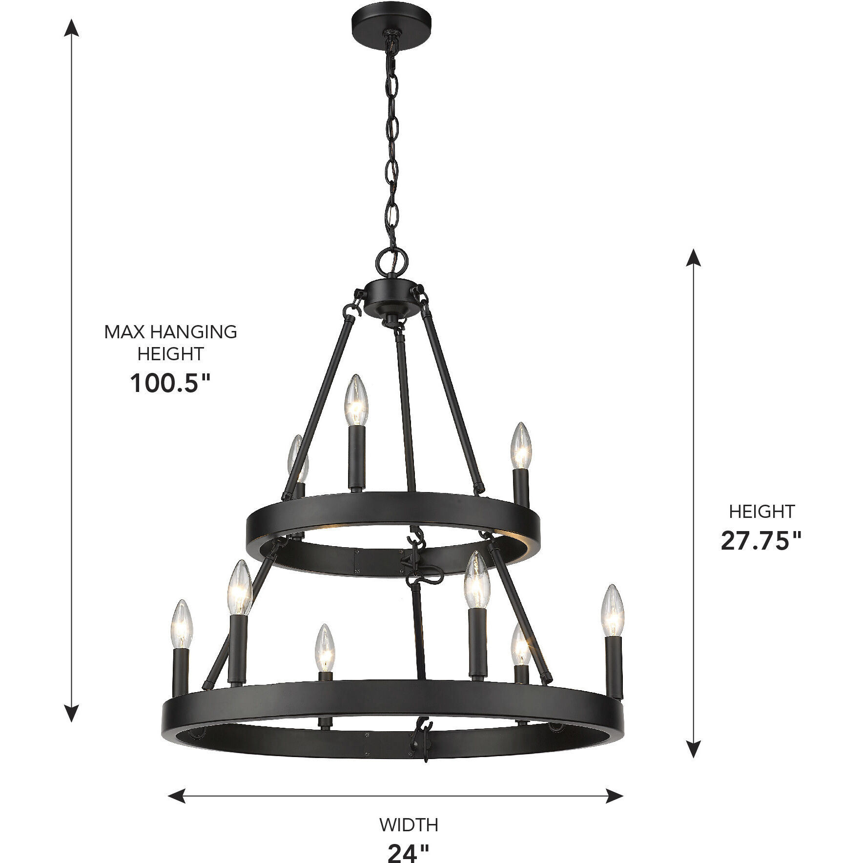 Alastair 24 inch 60.00 watt Matte Black Chandelier Ceiling Light