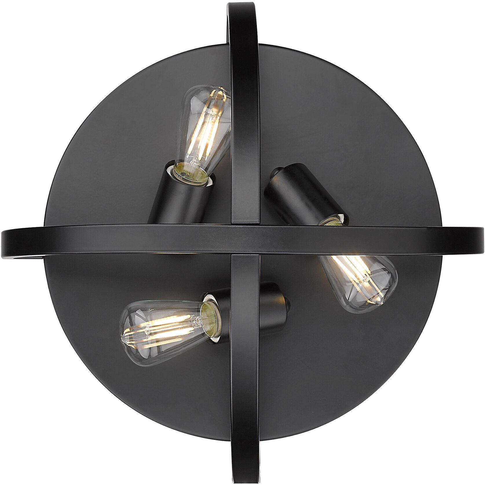 Colson 3 Light 14.25 inch Matte Black Flush Mount Ceiling Light in No Shade, Damp
