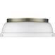 Duncan 2 Light 14 inch Aged Brass Flush Mount Ceiling Light in Matte White, Damp