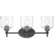 Keating 3 Light 23.88 inch Antique Black Iron Vanity Light Wall Light