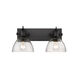 Hines 2 Light 18 inch Matte Black Bath Vanity Wall Light in Seeded Glass