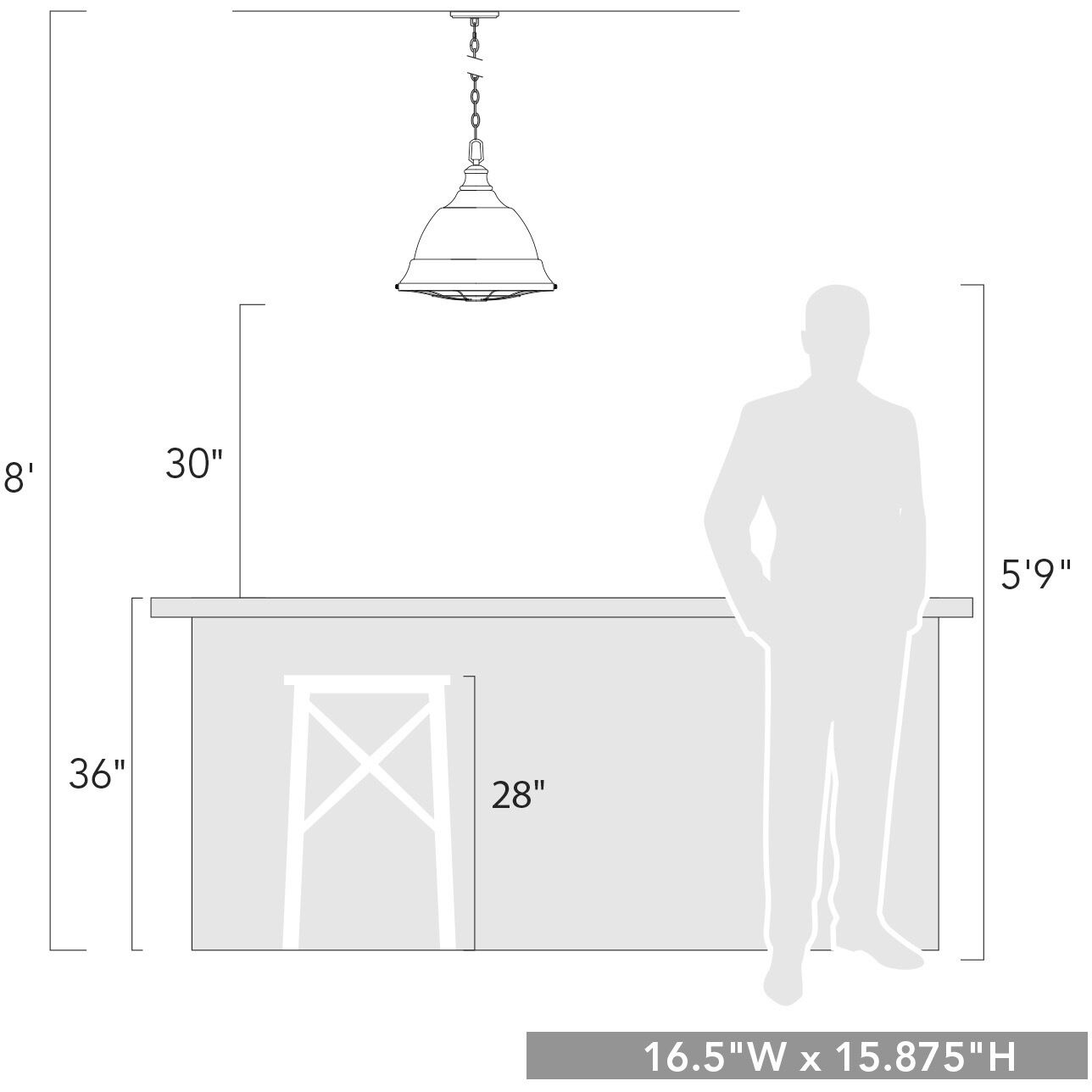 Bartlett Pendant Ceiling Light in Copper Patina, Large