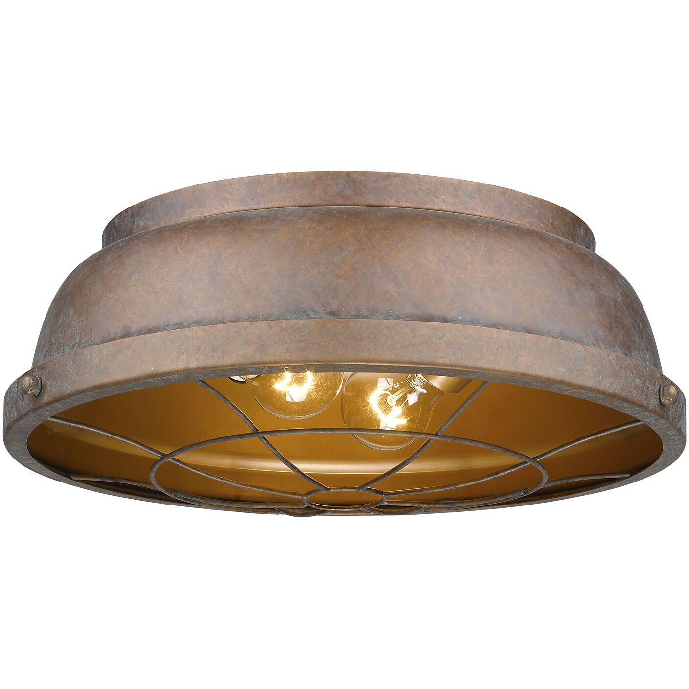 Bartlett 2 Light 14 inch Copper Patina Flush Mount Ceiling Light, Damp