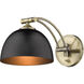 Rey 1 Light 8 inch Aged Brass Articulating Wall Sconce Wall Light in Matte Black, Adjustable