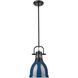 Duncan 1 Light 8.88 inch Matte Black Pendant Ceiling Light in Navy