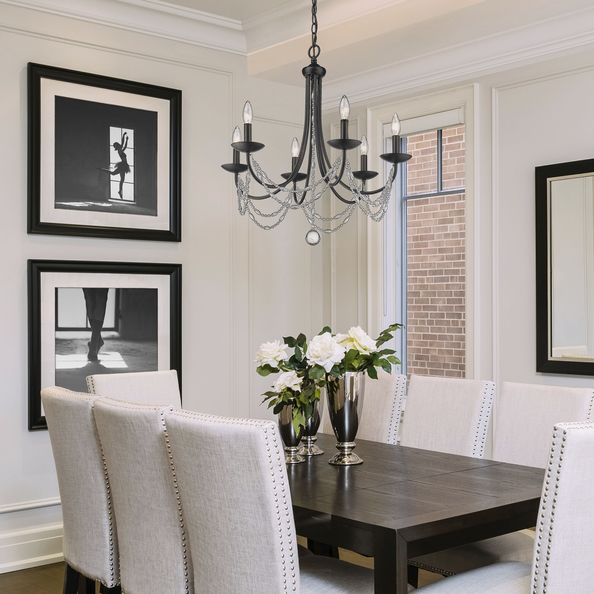 Mirabella 25 inch 60.00 watt Matte Black Chandelier Ceiling Light in No Shade