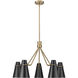 Reeva 5 Light 27.38 inch Modern Brass Chandelier Ceiling Light in Matte Black