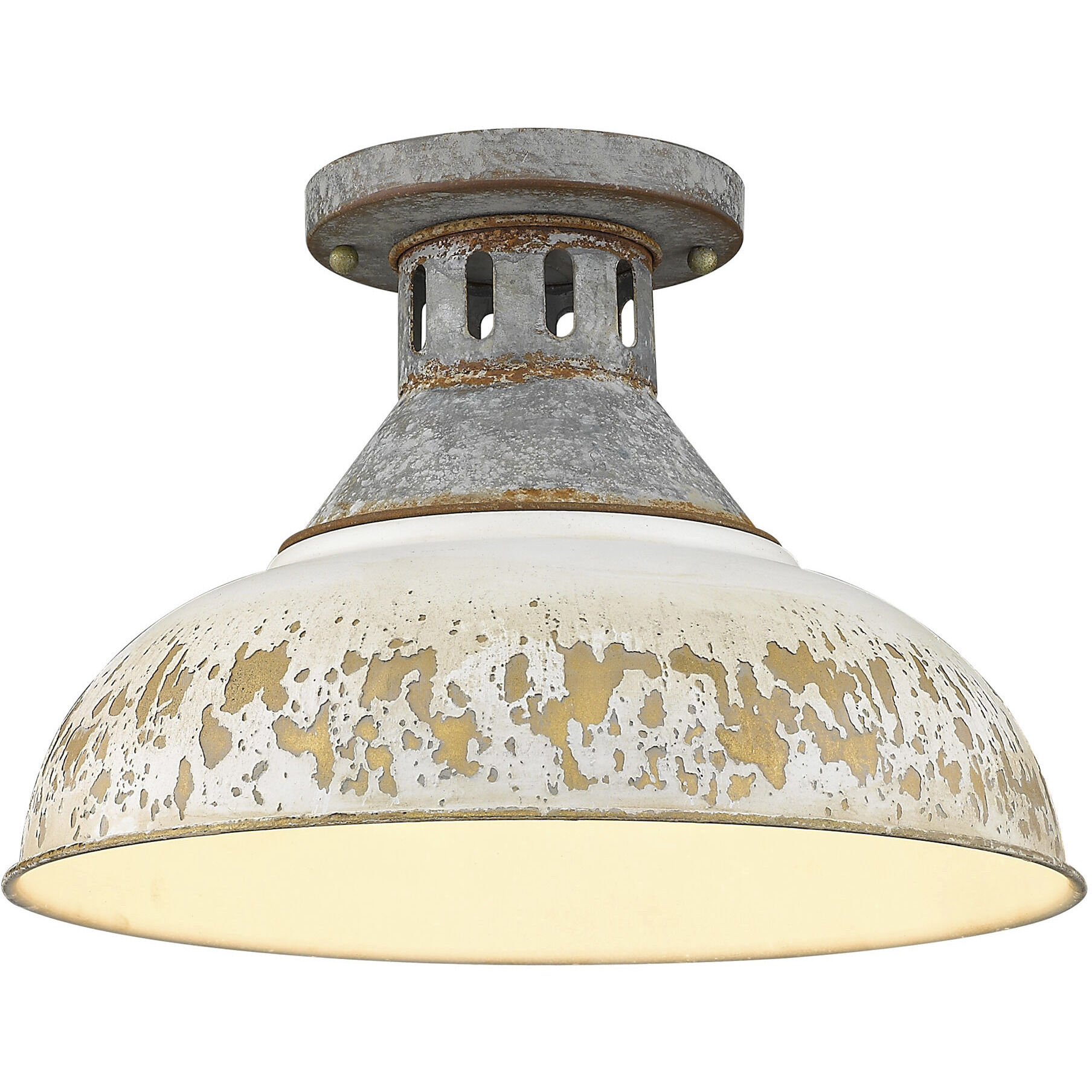 Kinsley 1 Light 14 inch Aged Galvanized Steel Semi-Flush Mount Ceiling Light in Antique Ivory