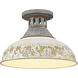 Kinsley 1 Light 14 inch Aged Galvanized Steel Semi-Flush Mount Ceiling Light in Antique Ivory
