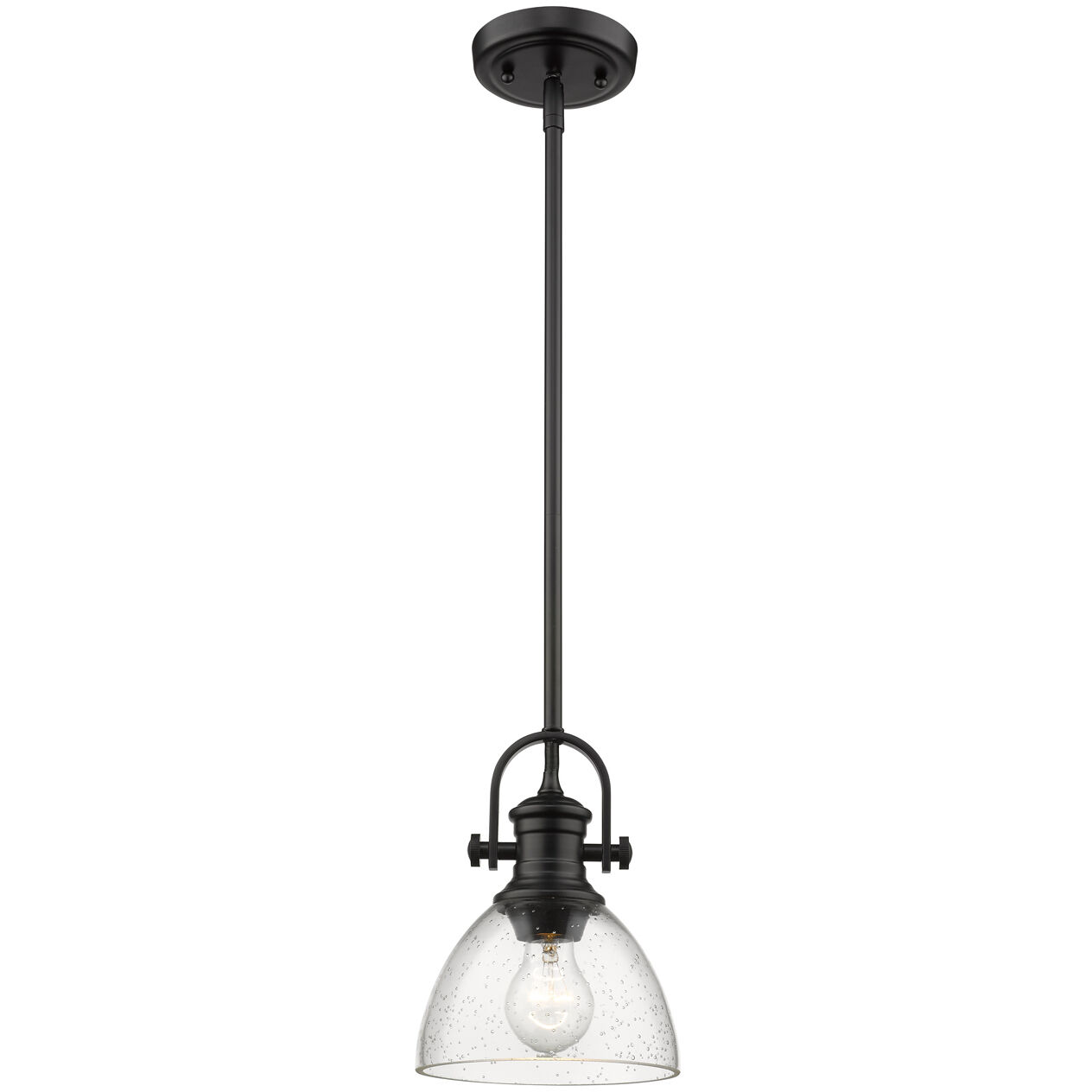 Yep Hines Pendant Ceiling Light in Matte Black, Seeded Glass