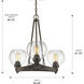 Galveston 24.25 inch 60.00 watt Rubbed Bronze Chandelier Ceiling Light, Mini