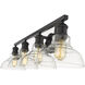 Carver 4 Light 36 inch Matte Black Bath Vanity Wall Light in Clear Glass