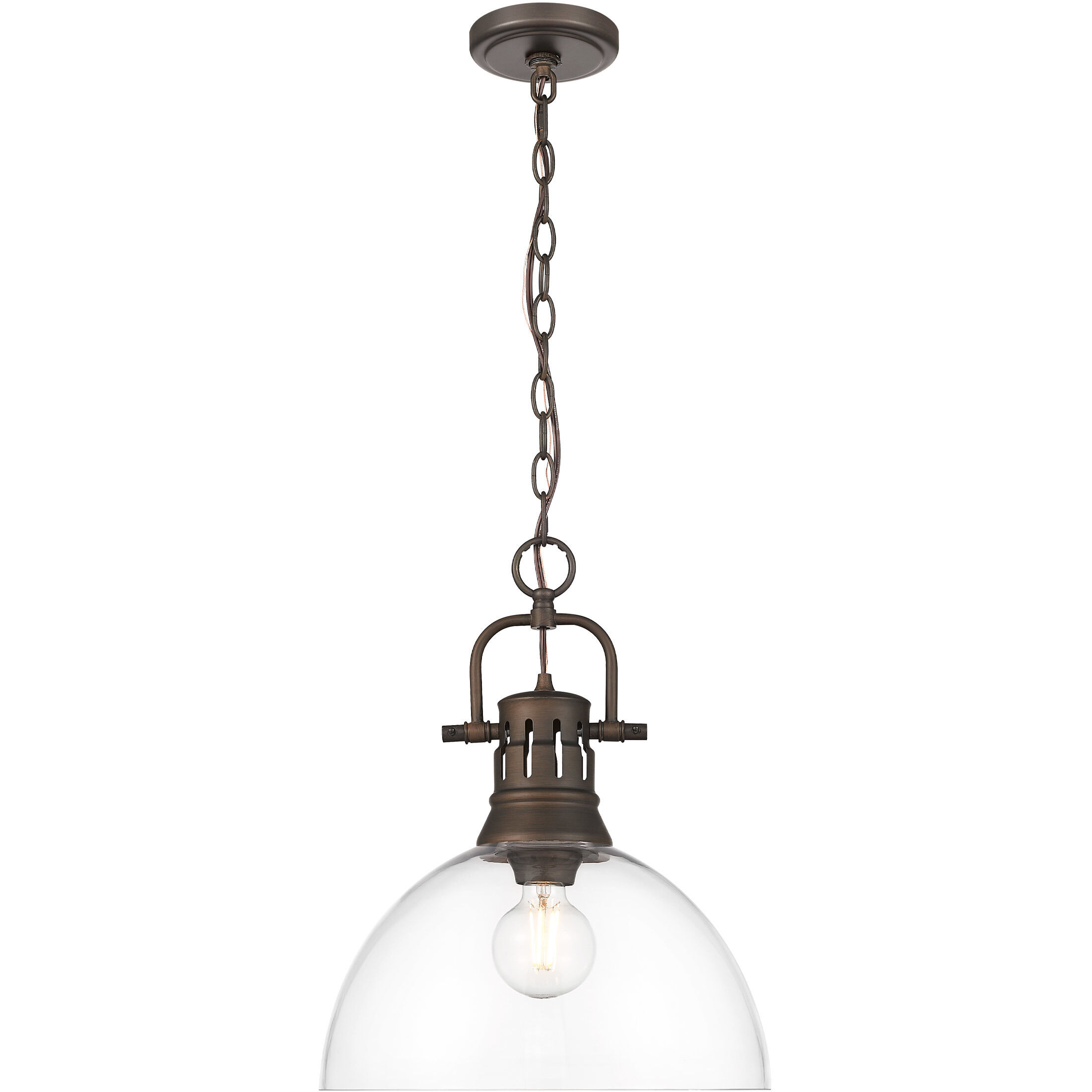 Yep Duncan 1 Light 14 inch Rubbed Bronze Pendant Ceiling Light in Clear Glass