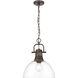 Yep Duncan 1 Light 14 inch Rubbed Bronze Pendant Ceiling Light in Clear Glass