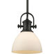 Yep Hines Pendant Ceiling Light in Matte Black, Opal Glass