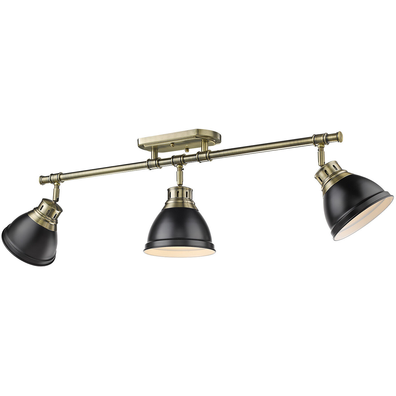 Yep Duncan 3 Light 35.38 inch Aged Brass Semi-Flush Mount Ceiling Light in Matte Black, Damp
