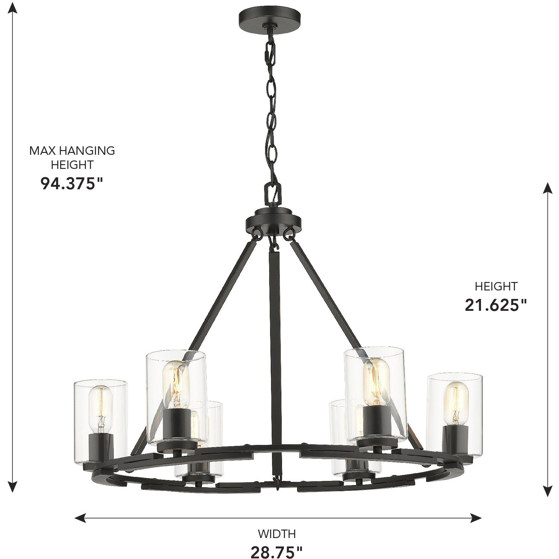 Monroe 28.75 inch 60.00 watt Matte Black Chandelier Ceiling Light