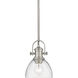 Yep Hines 1 Light 6.88 inch Pewter Pendant Ceiling Light in Seeded Glass