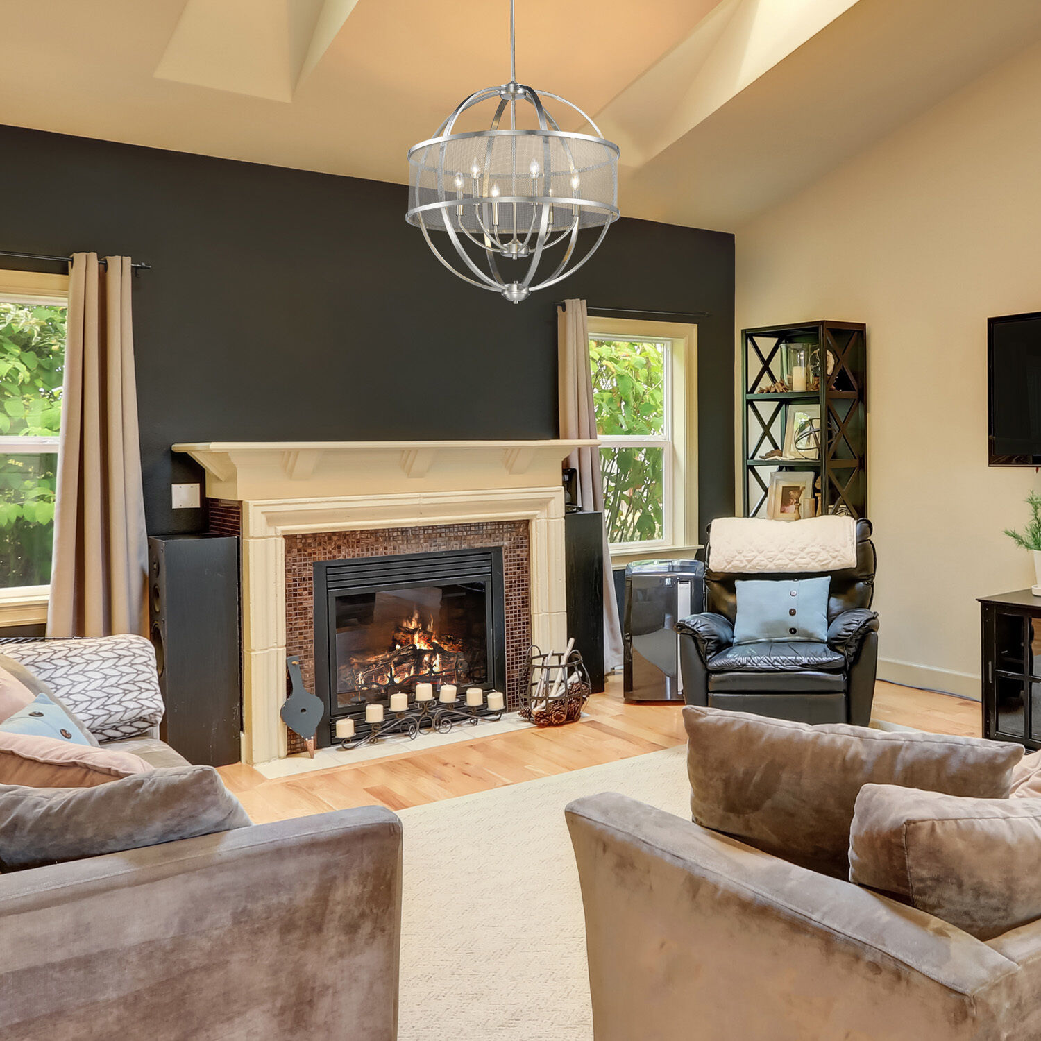 Colson 6 Light 26 inch Pewter Chandelier Ceiling Light