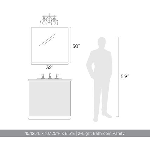 Daphne 2 Light 15.13 inch Brushed Champagne Bronze Vanity Light Wall Light