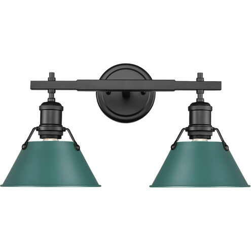 Orwell 2 Light 18.25 inch Matte Black Bath Vanity Light Wall Light in Pine Green