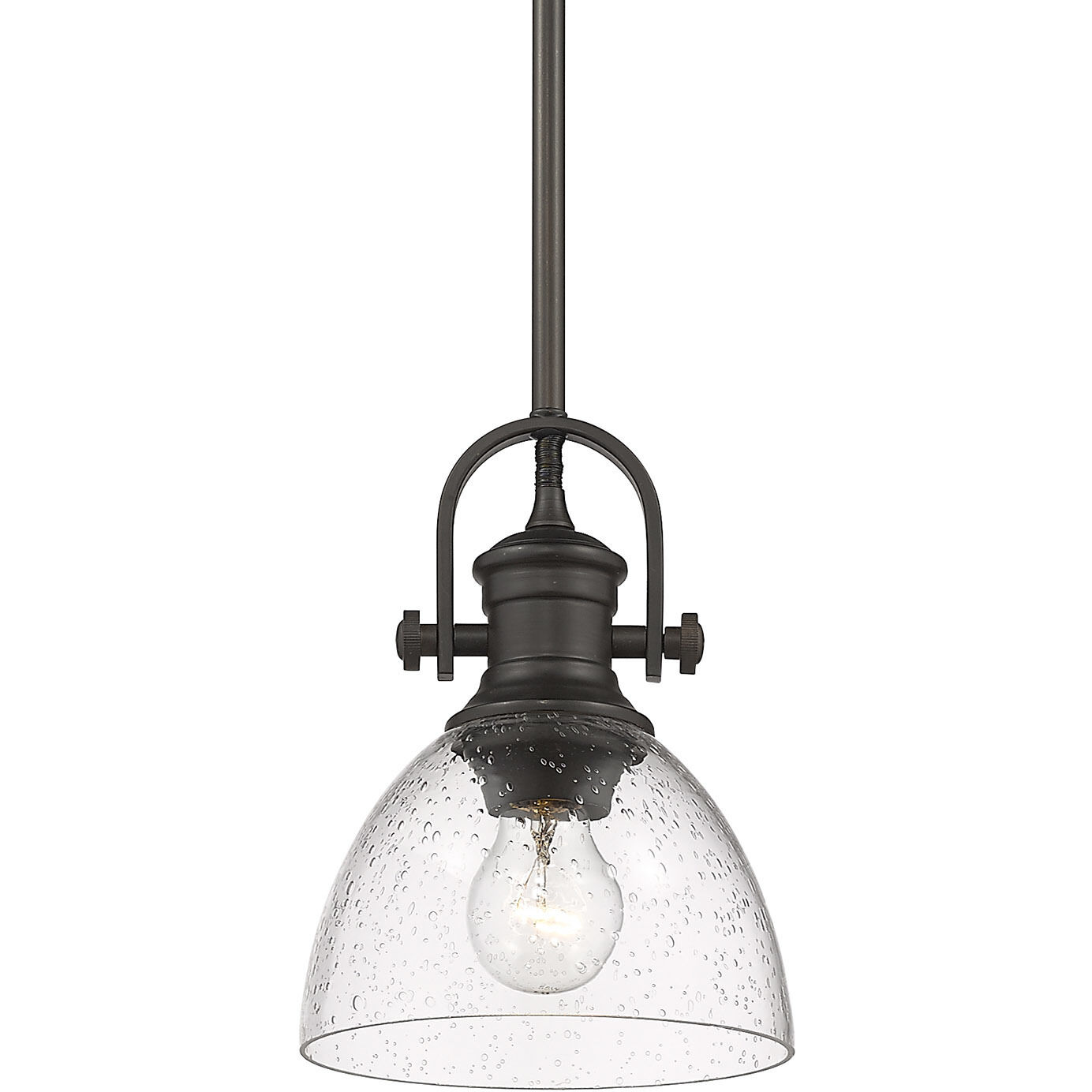 Yep Hines 1 Light 6.88 inch Rubbed Bronze Pendant Ceiling Light in Seeded Glass