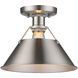 Yep Orwell 1 Light 10 inch Pewter Flush Mount Ceiling Light, Damp