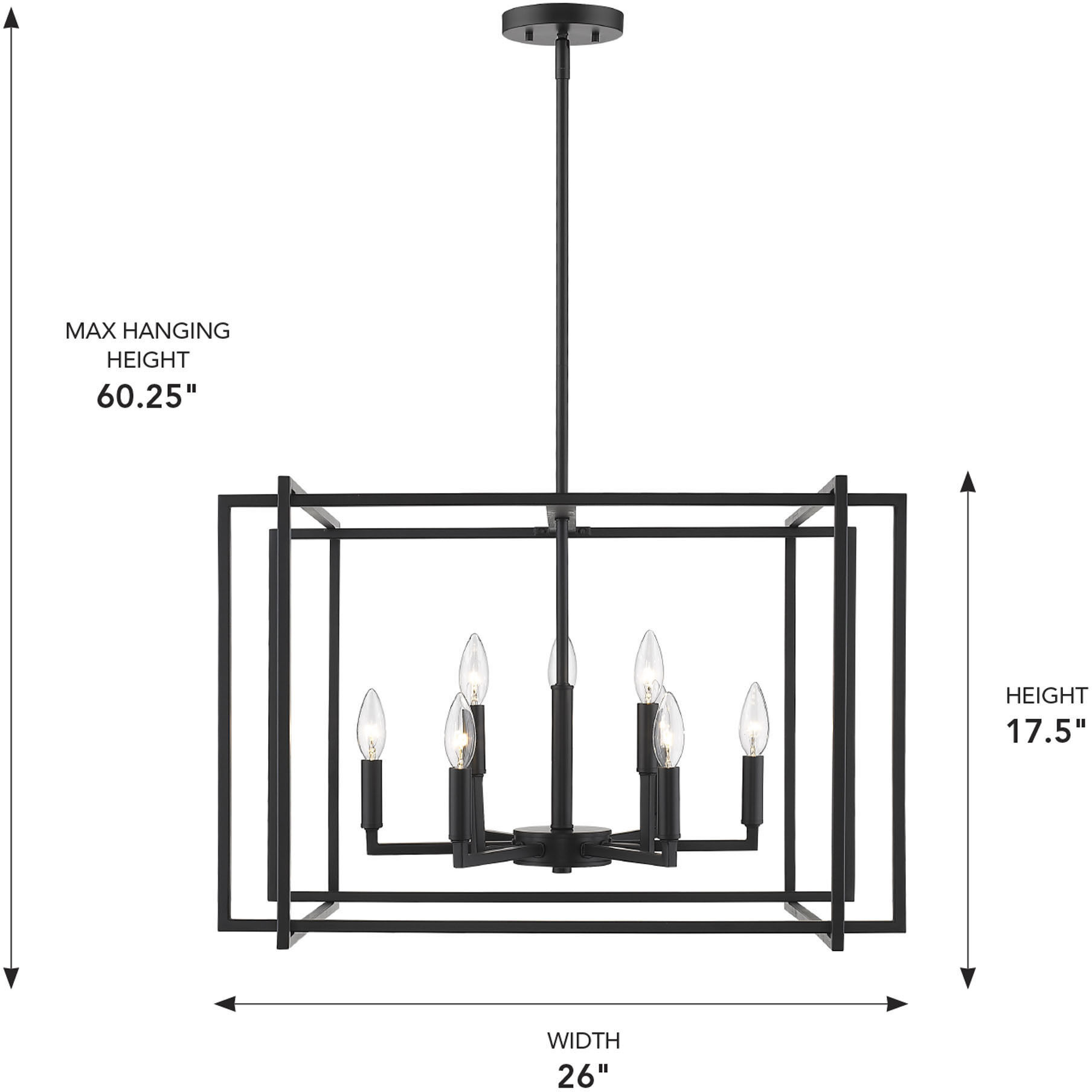 Tribeca 26 inch 60.00 watt Matte Black Chandelier Ceiling Light in Matte Black/Matte Black, Large