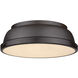 Duncan 2 Light 14 inch Rubbed Bronze Flush Mount Ceiling Light, Damp