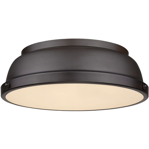 Duncan 2 Light 14 inch Rubbed Bronze Flush Mount Ceiling Light, Damp