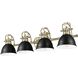 Duncan 4 Light 33.5 inch Aged Brass Bath Vanity Light Wall Light in Matte Black