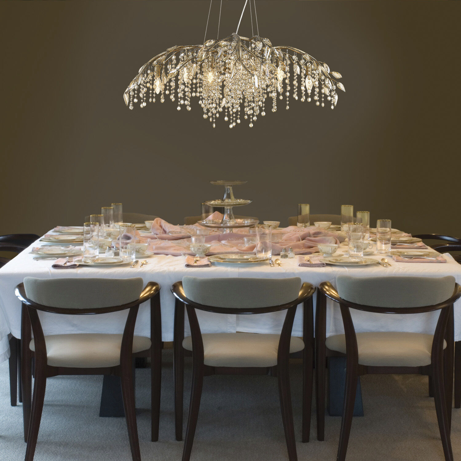 Autumn Twilight 40 inch 60.00 watt Mystic Gold Chandelier Ceiling Light, Large