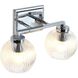 Elliott 2 Light 15.25 inch Chrome Vanity Light Wall Light in Ribbed Clear