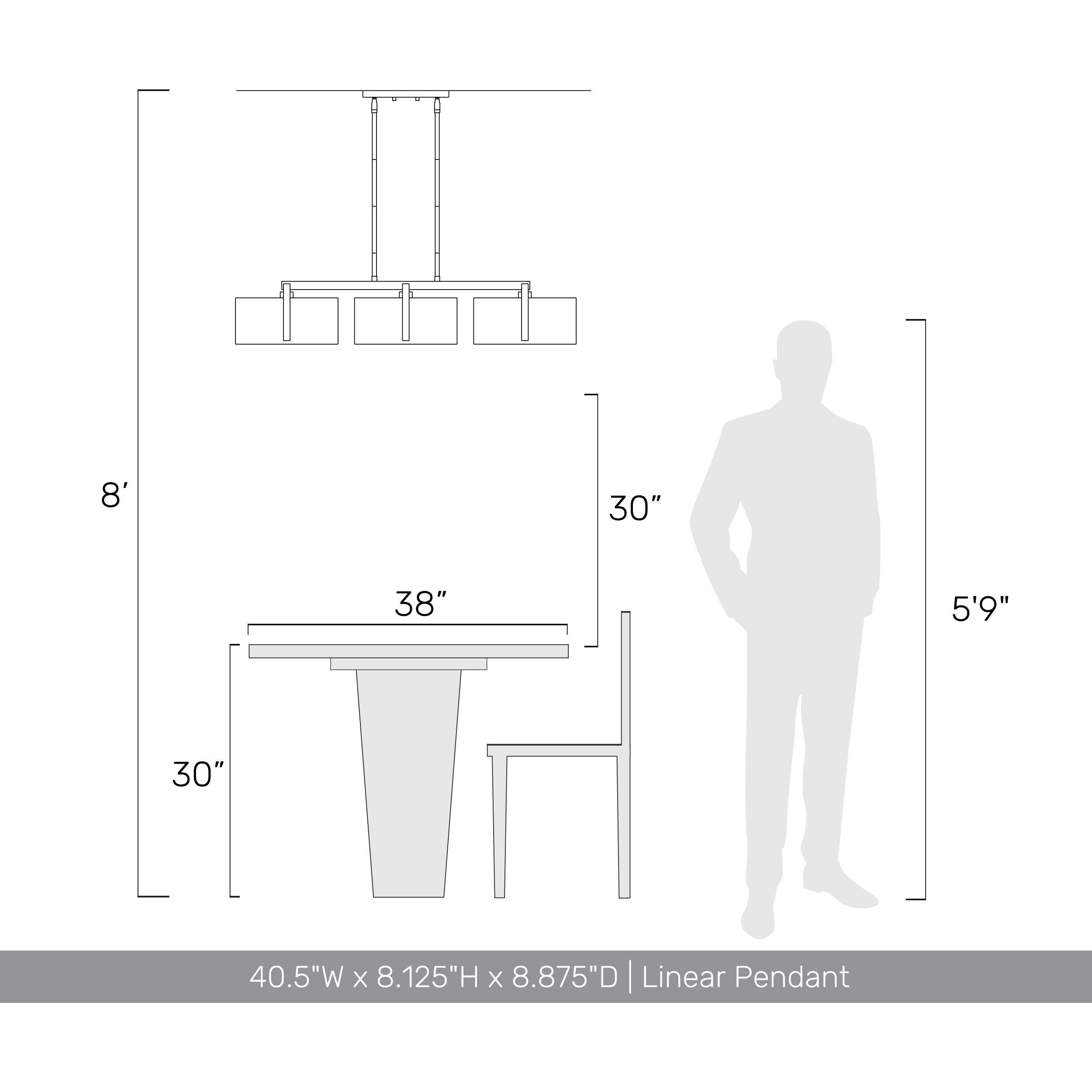 Aenon 3 Light 40.5 inch Pewter Island Light Ceiling Light