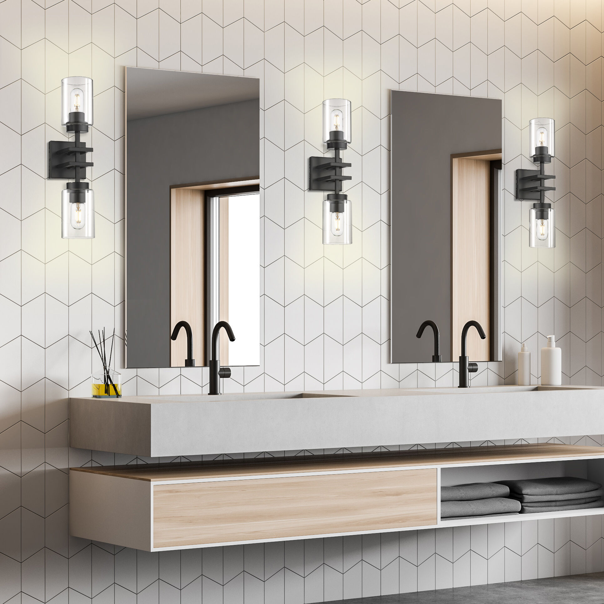 Tribeca 2 Light 19 inch Matte Black Wall Sconce Wall Light