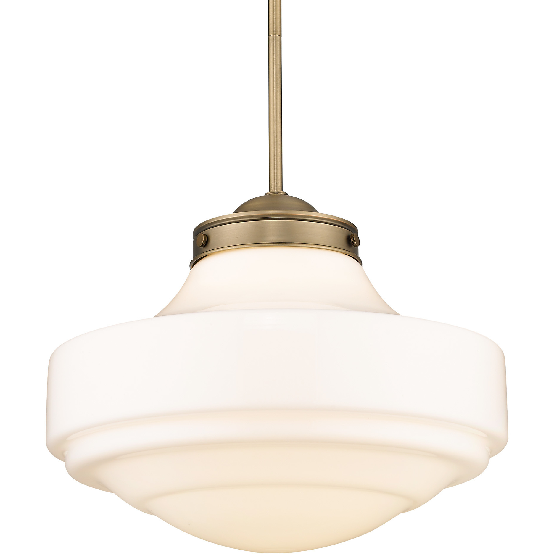 Ingalls 1 Light 16 inch Modern Brass Pendant Ceiling Light in Vintage Milk Glass, Large