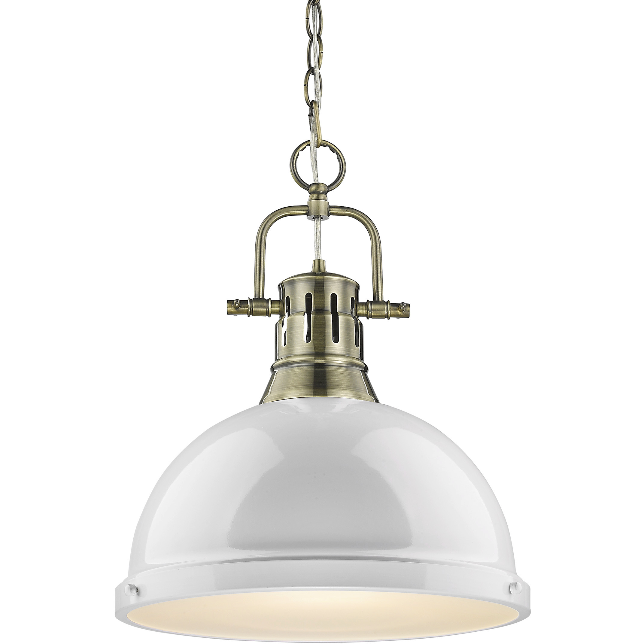 Yep Duncan 1 Light 14 inch Aged Brass Pendant Ceiling Light in White, Large