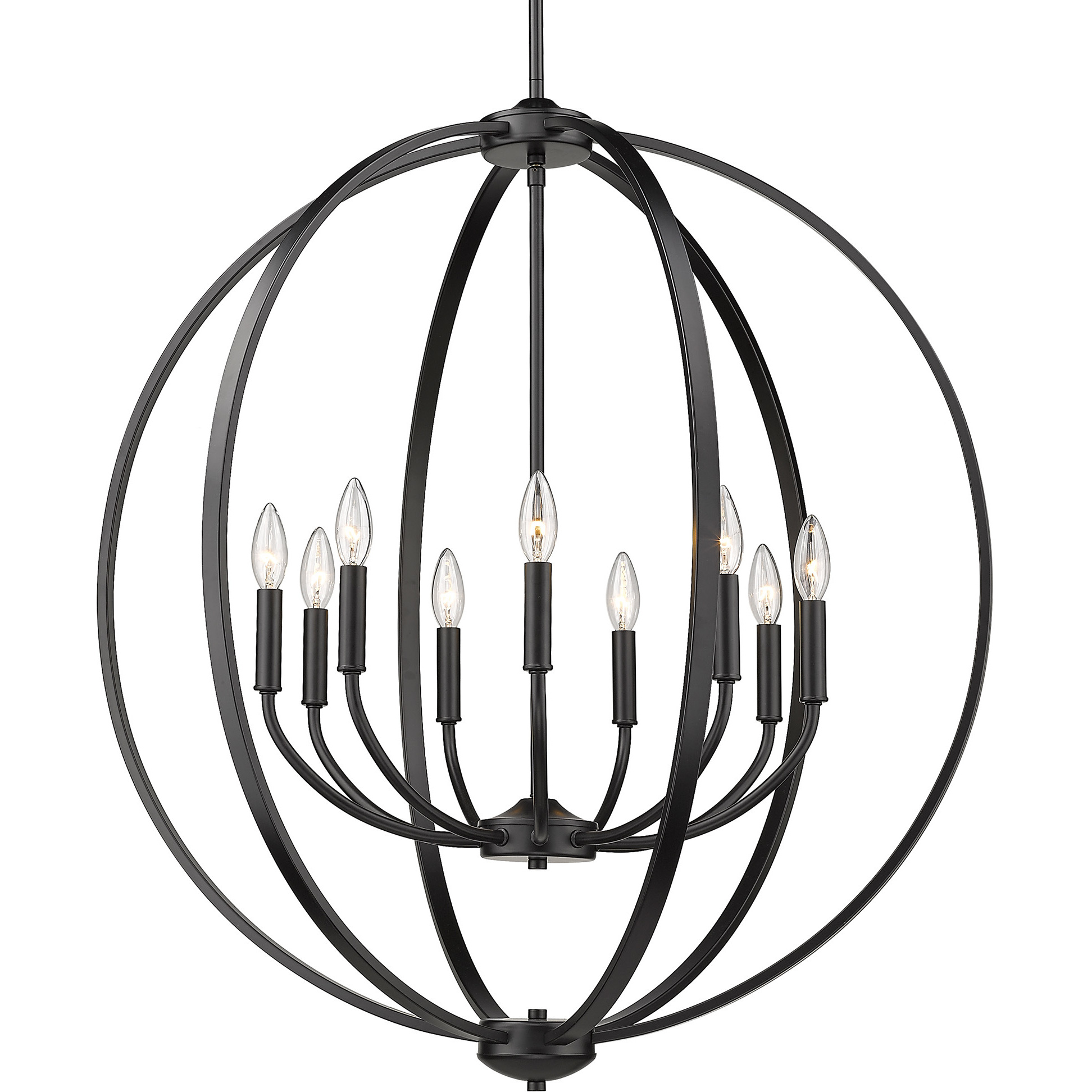 Colson 9 Light 31.25 inch Matte Black Chandelier Ceiling Light in No Shade, Large