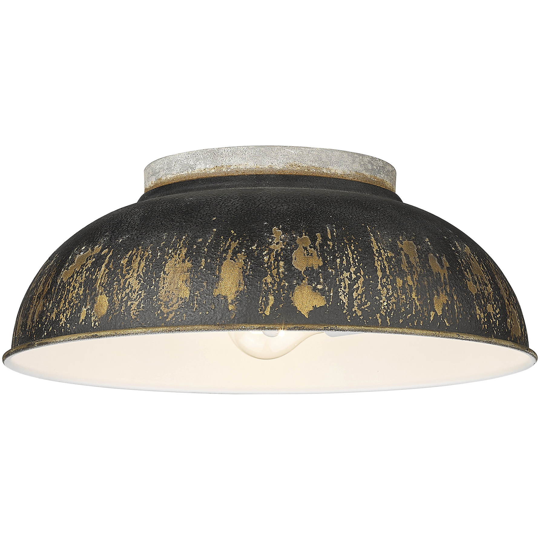 Kinsley 2 Light 14 inch Aged Galvanized Steel Flush Mount Ceiling Light in Antique Black Iron
