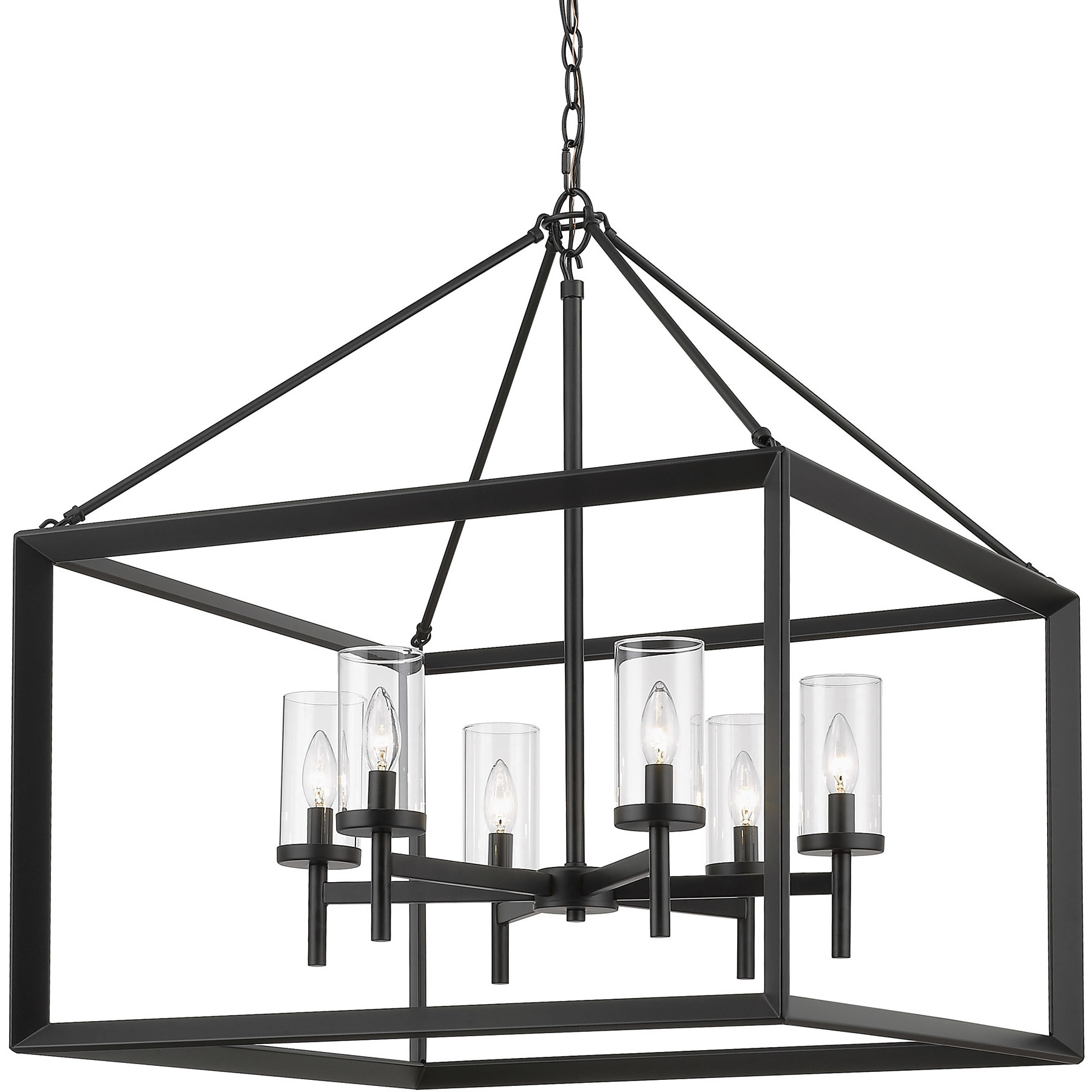 Smyth 6 Light 26.63 inch Matte Black Chandelier Ceiling Light in Clear Glass