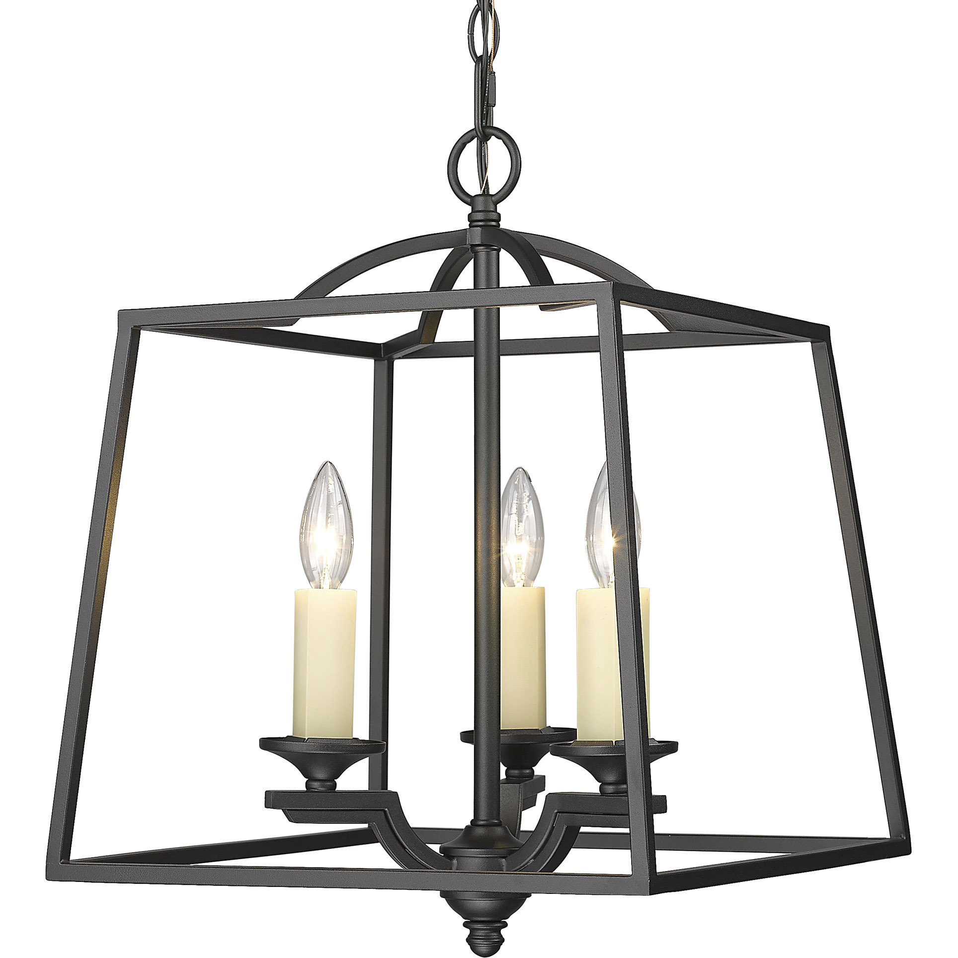 Athena 3 Light 14.5 inch Natural Black Pendant Ceiling Light