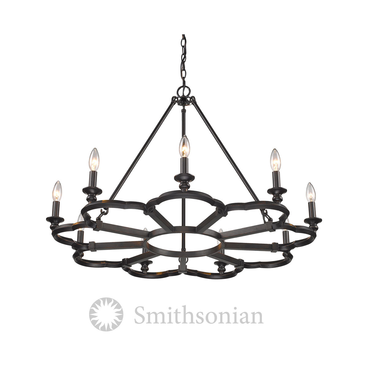 Saxon 9 Light 35 inch Aged Bronze Chandelier Ceiling Light, Large