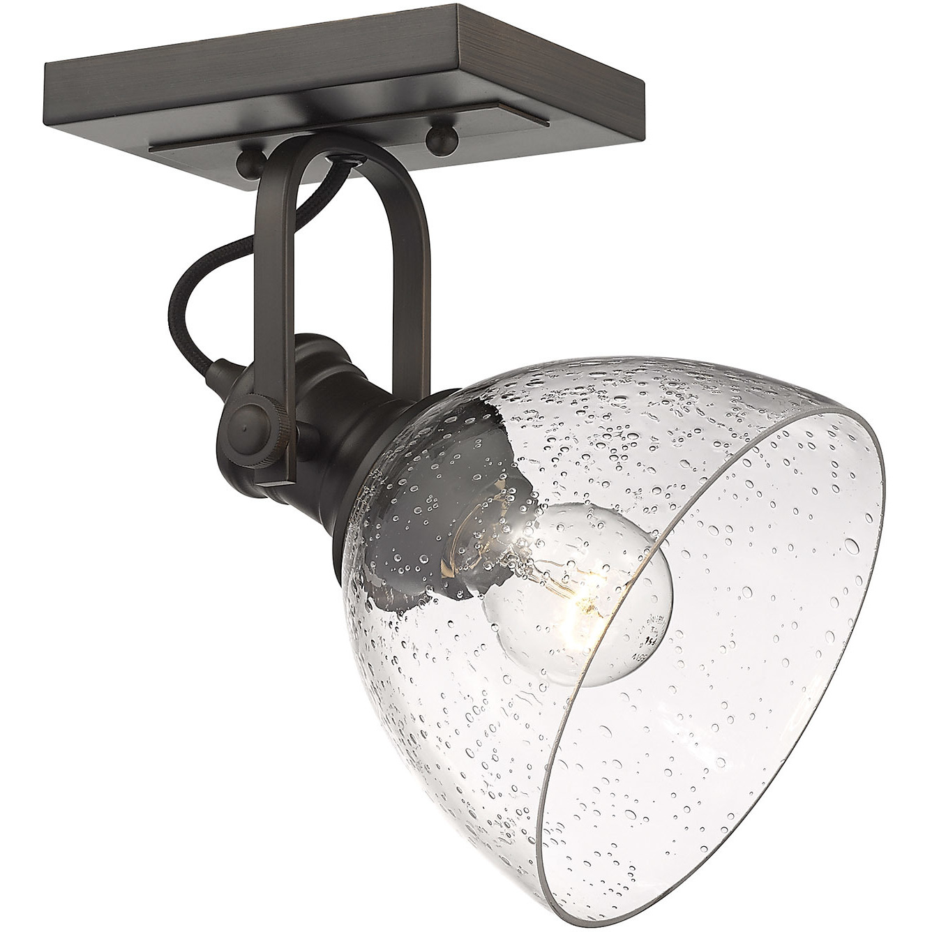 Yep Hines 1 Light 6.88 inch Rubbed Bronze Adjustable Semi-Flush Mount Ceiling Light in Seeded Glass, Damp