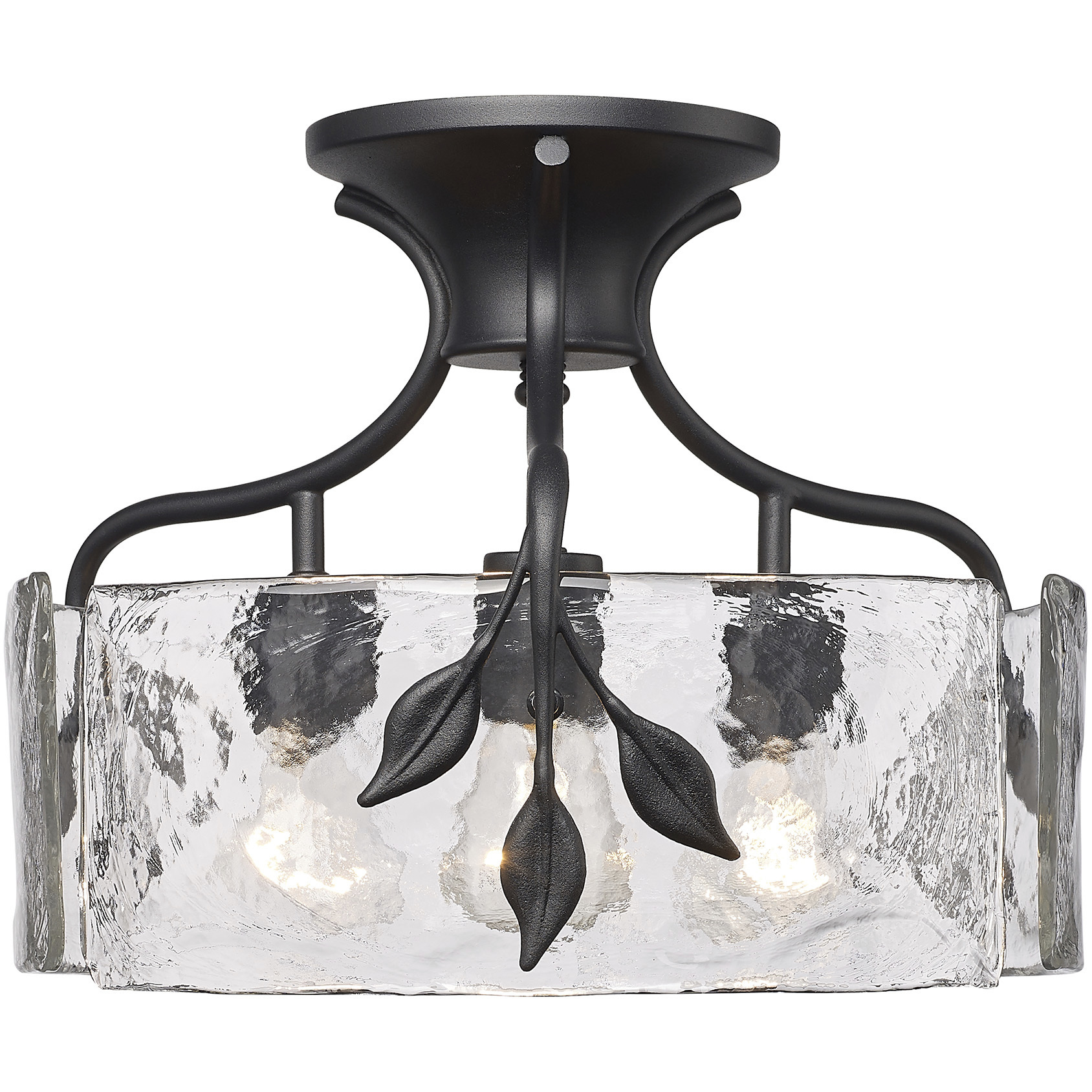 Calla 3 Light 15.13 inch Natural Black Semi-Flush Mount Ceiling Light