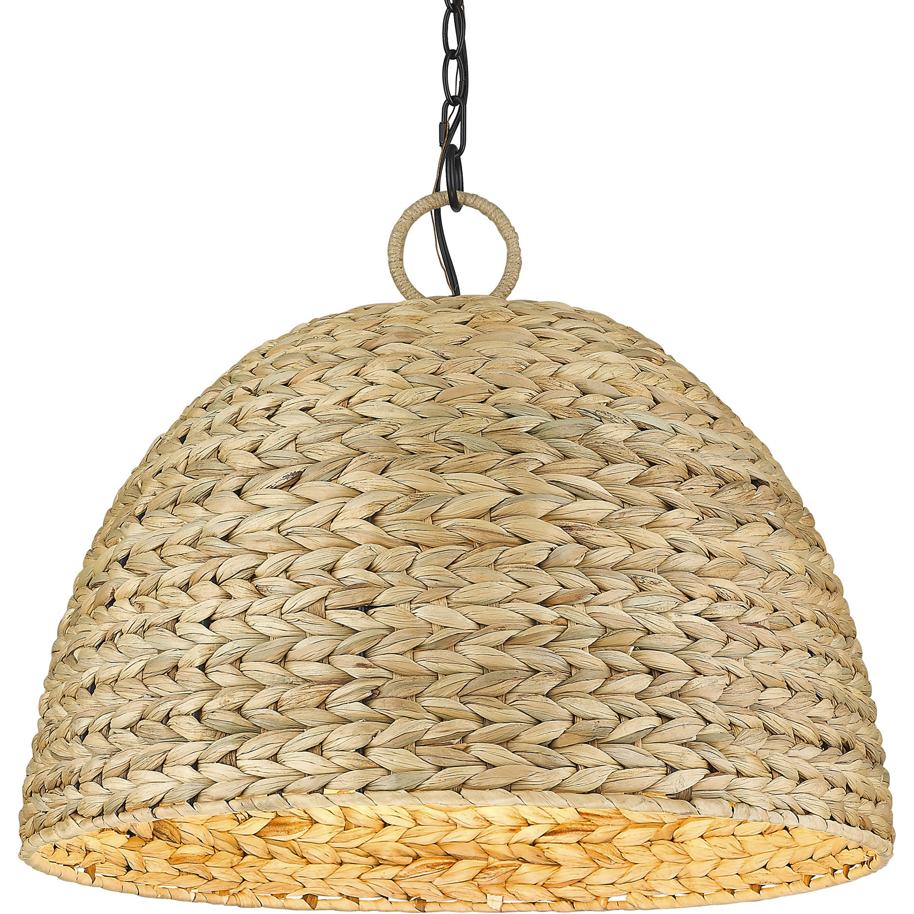 Rue 5 Light 21 inch Matte Black Pendant Ceiling Light in Woven Sweet Grass