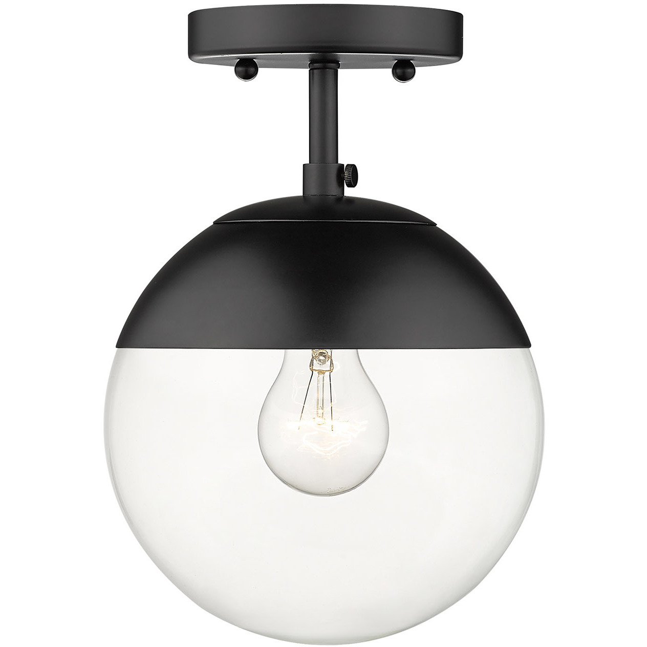 Dixon 1 Light 7.5 inch Matte Black Semi-Flush Mount Ceiling Light, Damp