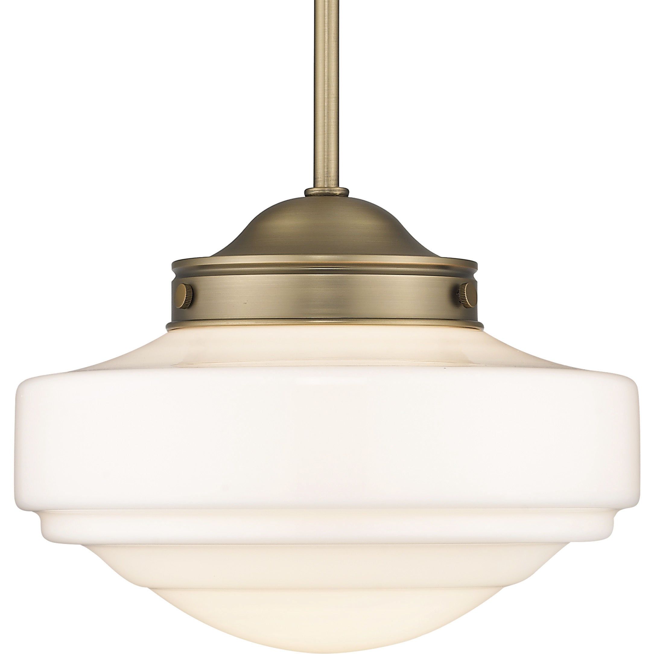 Ingalls 1 Light 12 inch Modern Brass Pendant Ceiling Light in Vintage Milk Glass, Medium