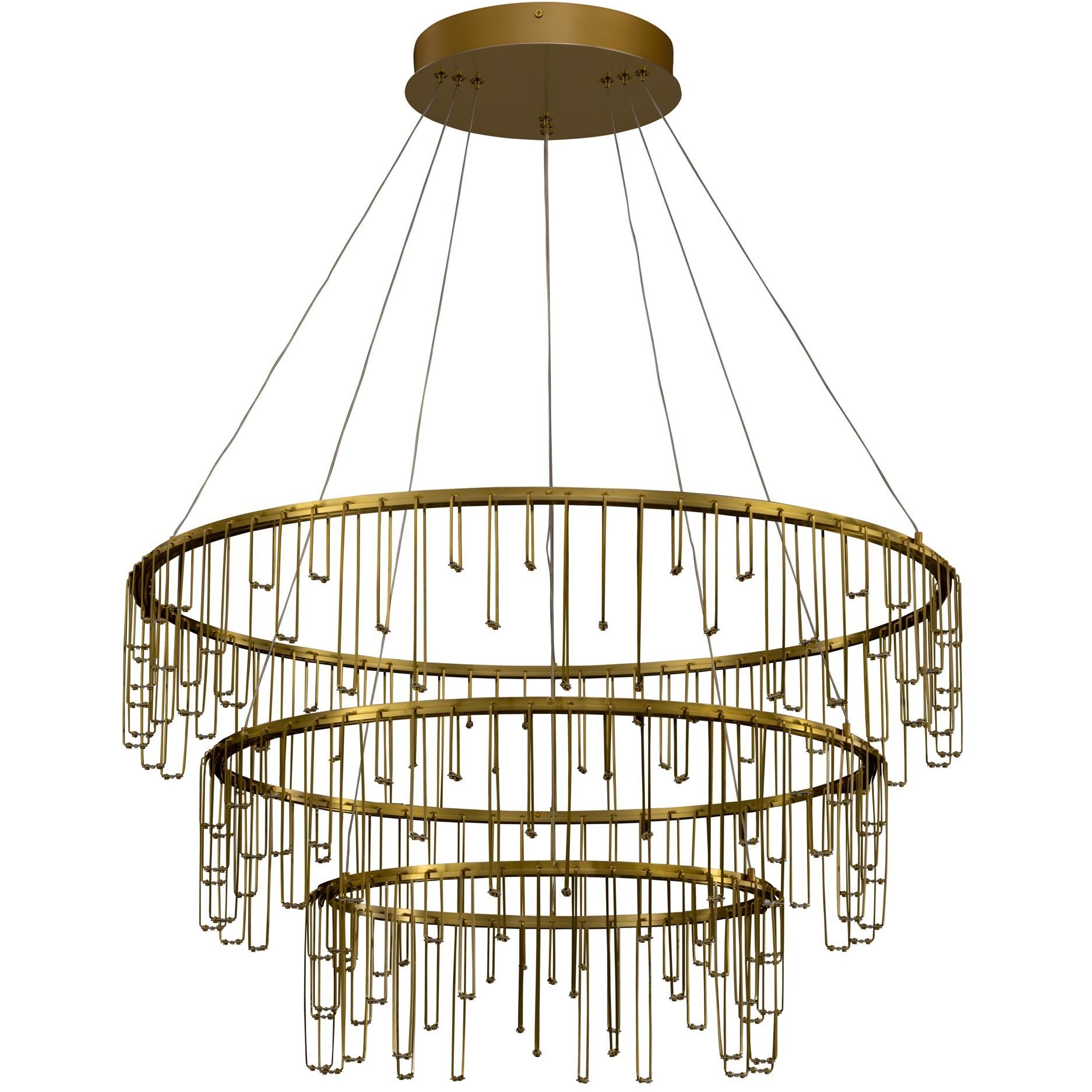 Lucerna LED 31.5 inch Stainless Steel Gold Chandelier Ceiling Light, 3 Tier