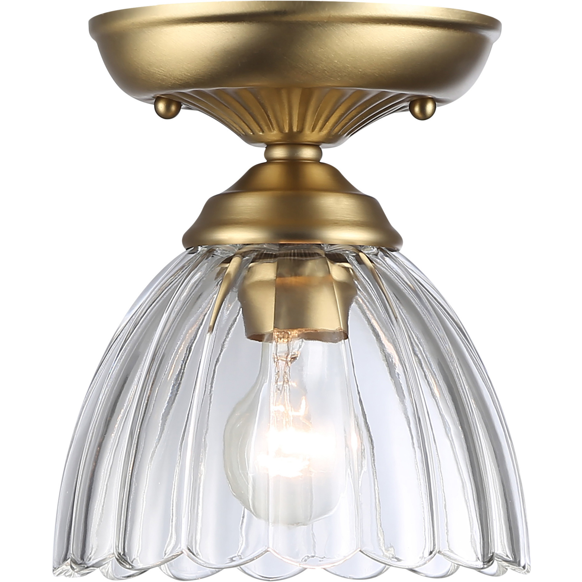 Audra 1 Light 6.88 inch Brushed Champagne Brass Semi-Flush Mount Ceiling Light