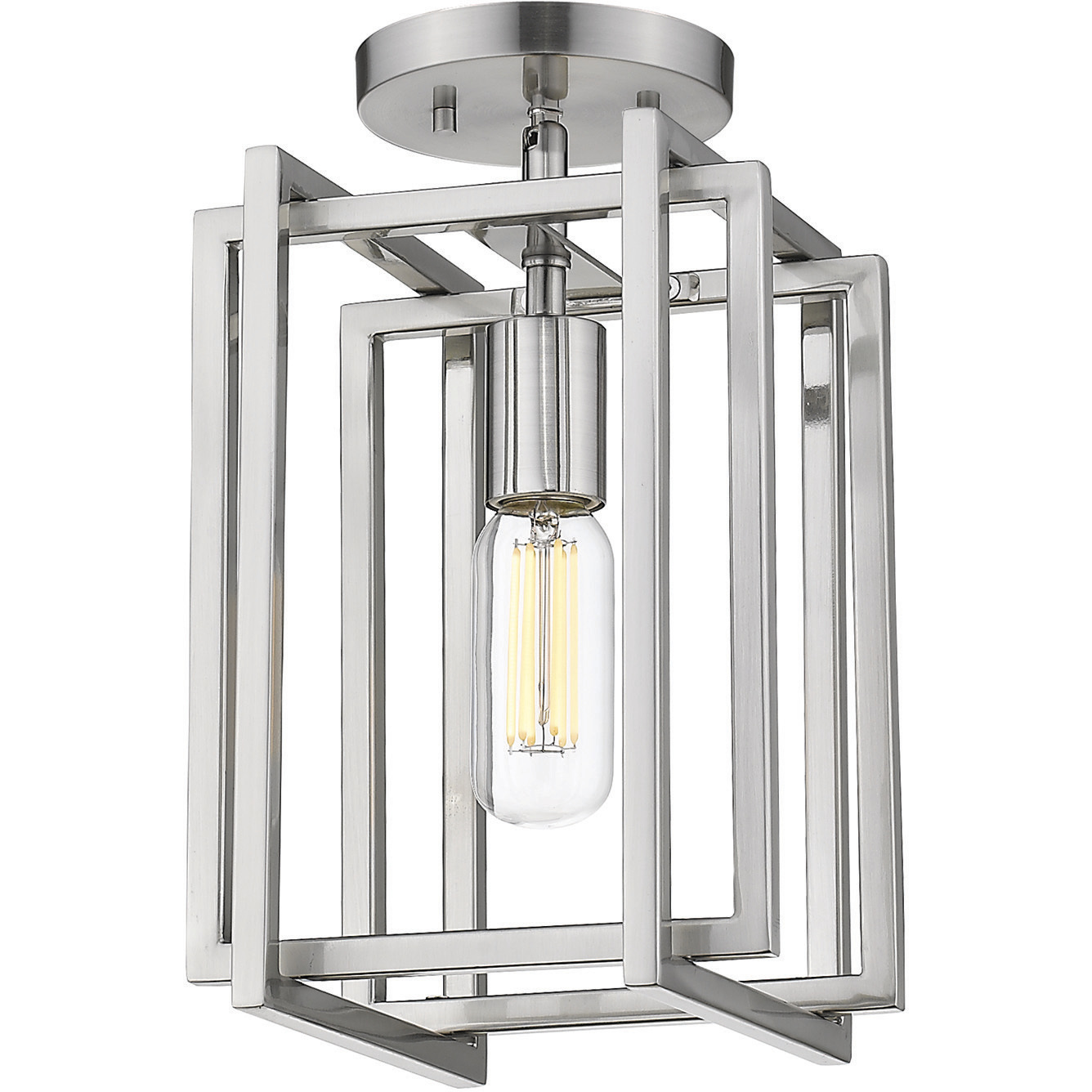 Tribeca 1 Light 7.25 inch Pewter Semi-Flush Mount Ceiling Light